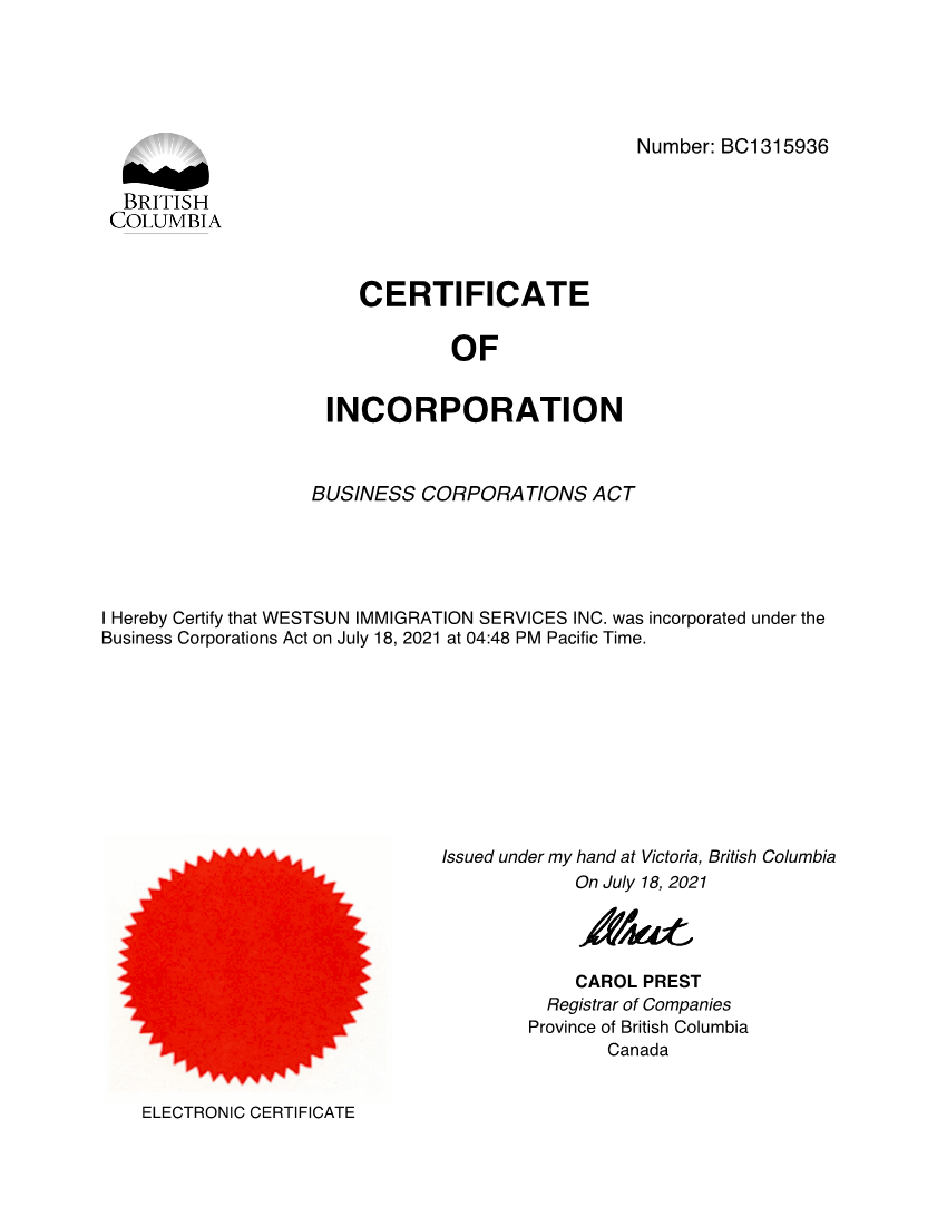 certificate